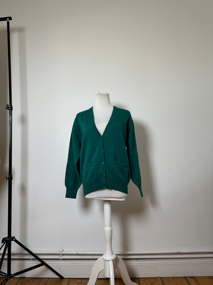 Vintage Dior Wool Blend Cardigan Teal L