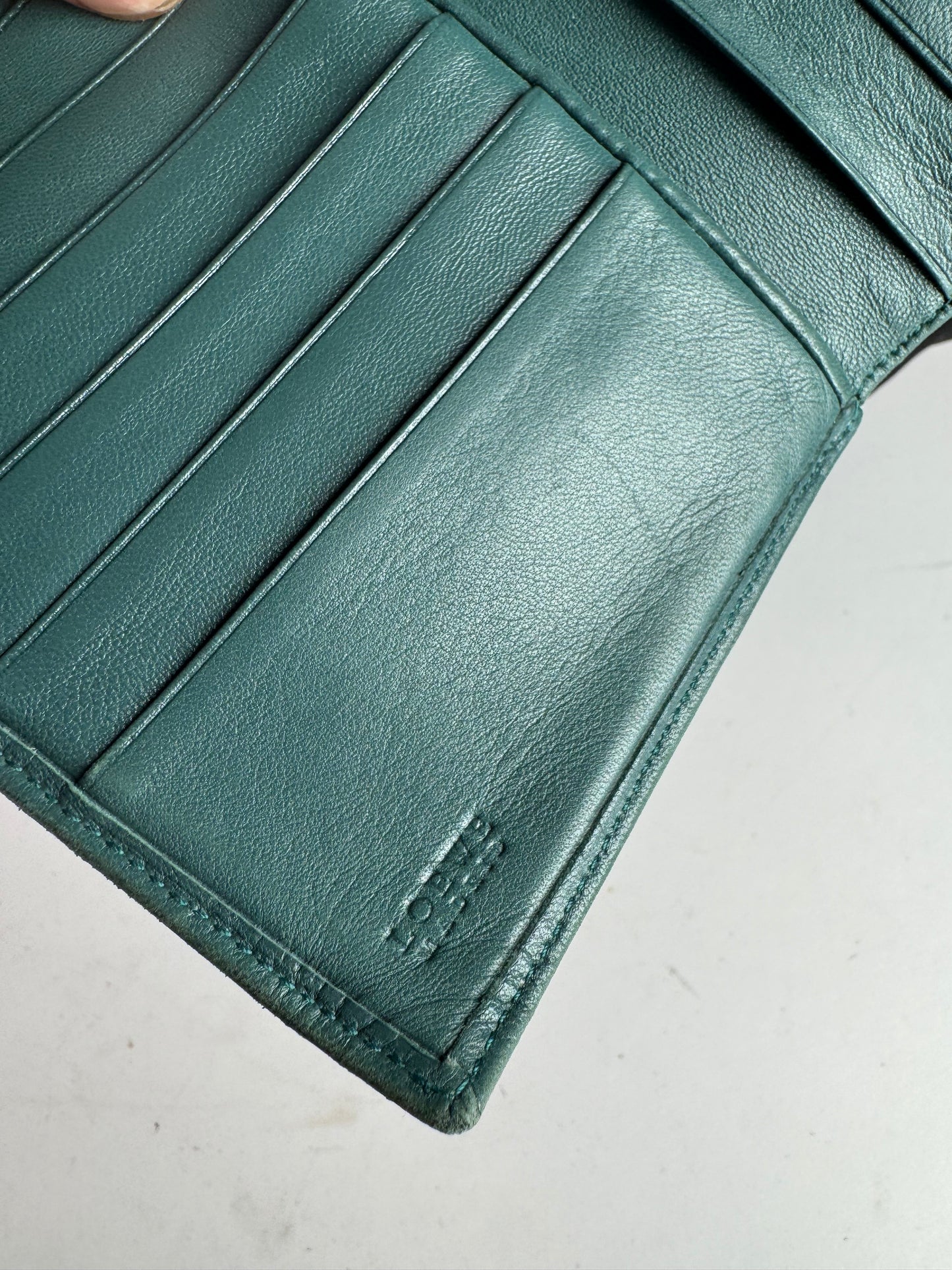 Vintage Loewe Madrid Mint Green Anagram Leather Wallet
