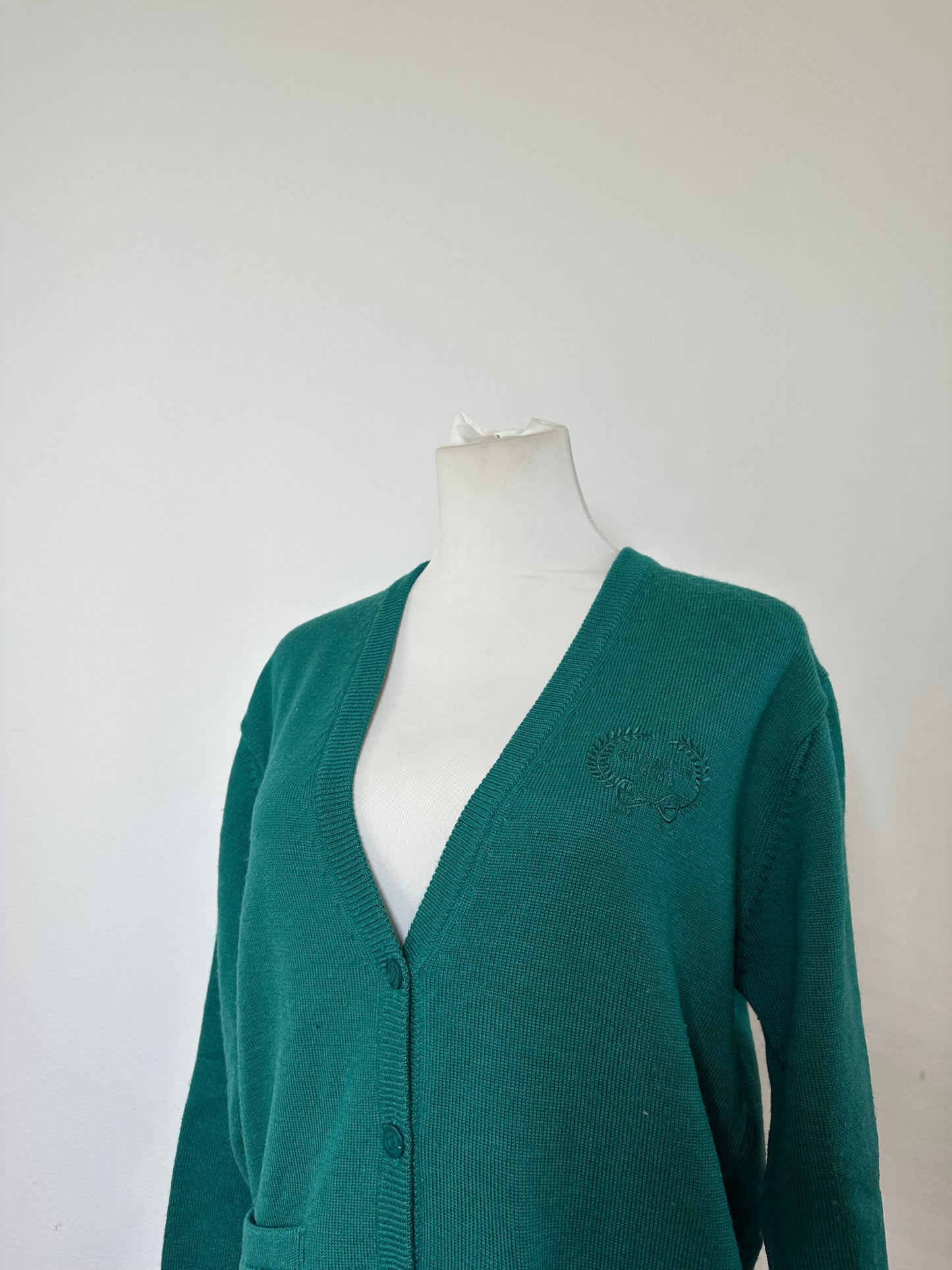 Vintage Dior Wool Blend Cardigan Teal L