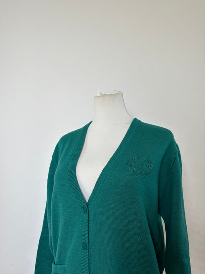 Vintage Dior Wool Blend Cardigan Teal L