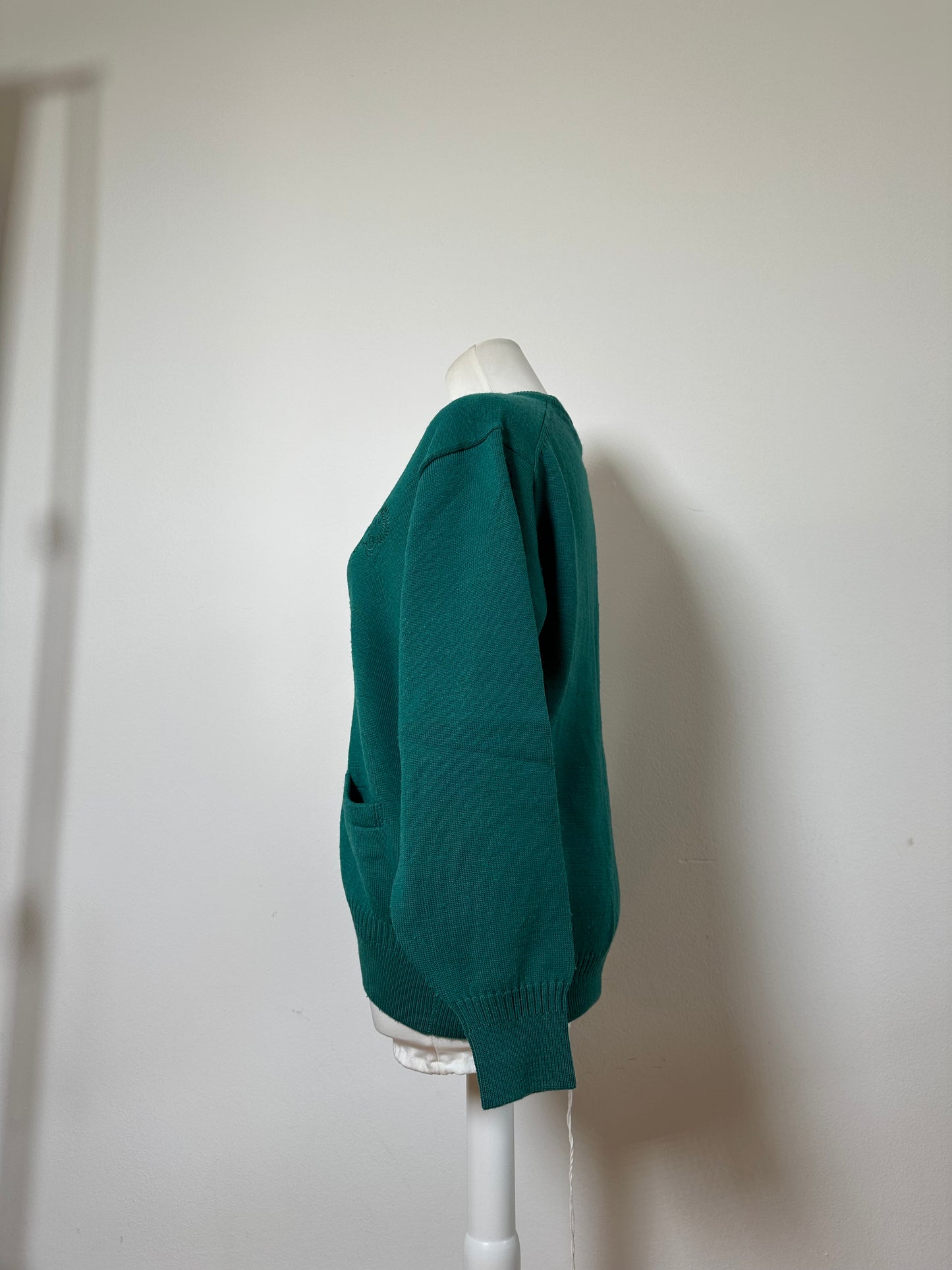 Vintage Dior Wool Blend Cardigan Teal L