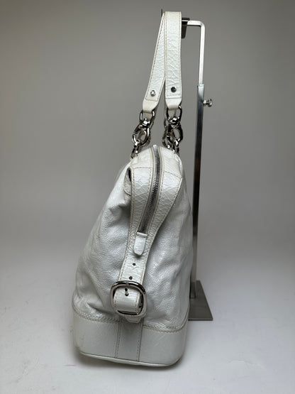 Vintage Celine Leather Shoulder Bag White