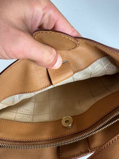 Sac vintage en cuir Céline Paris camel