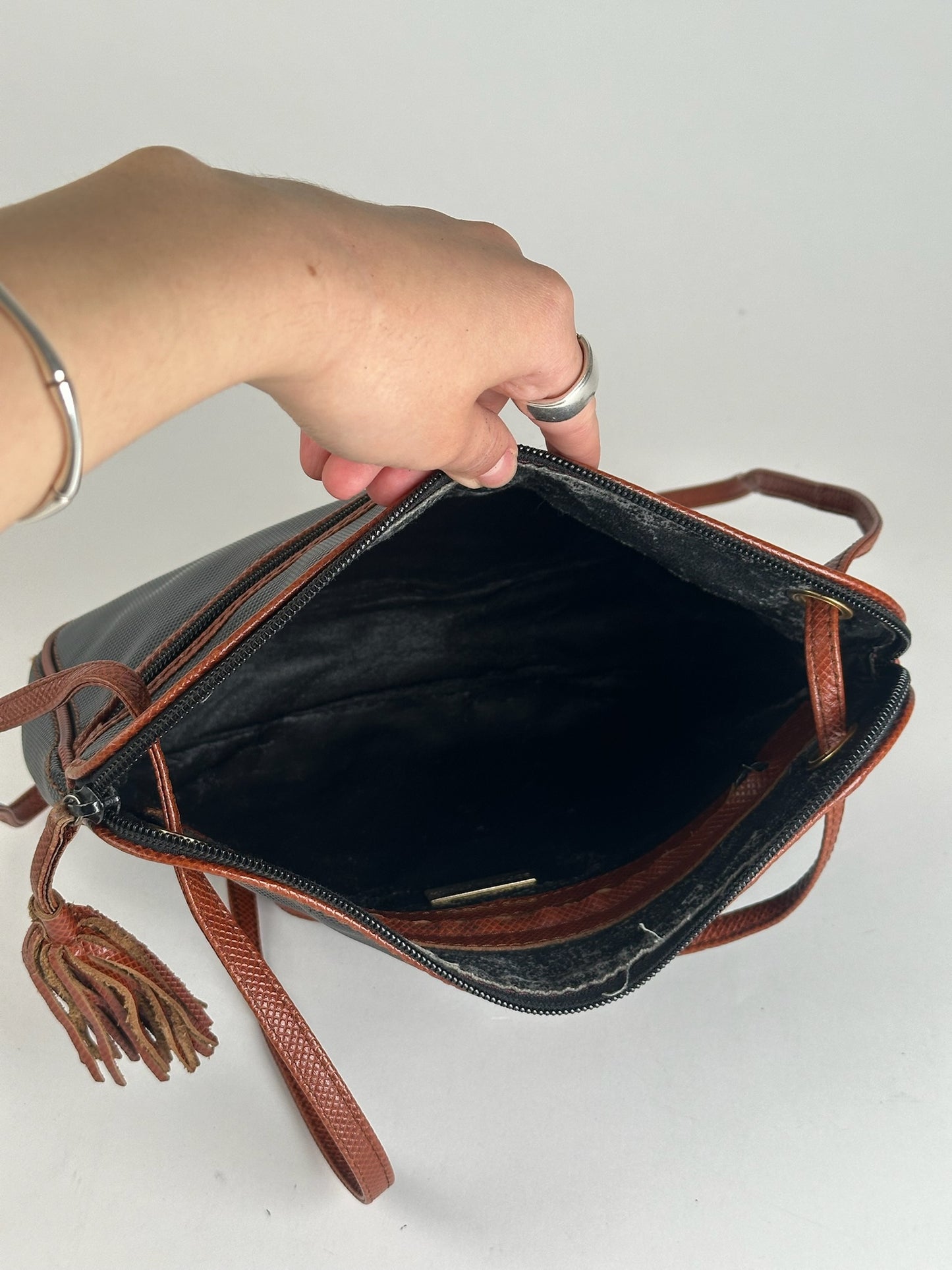 Sac vintage en cuir Bottega Veneta marron noir