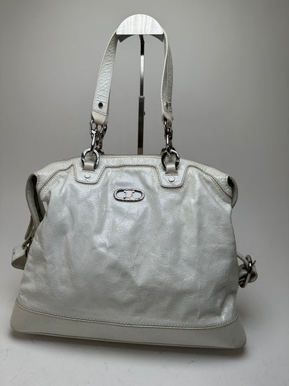 Vintage Celine Leather Shoulder Bag White