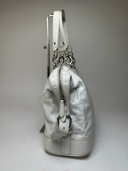 Vintage Celine Leather Shoulder Bag White
