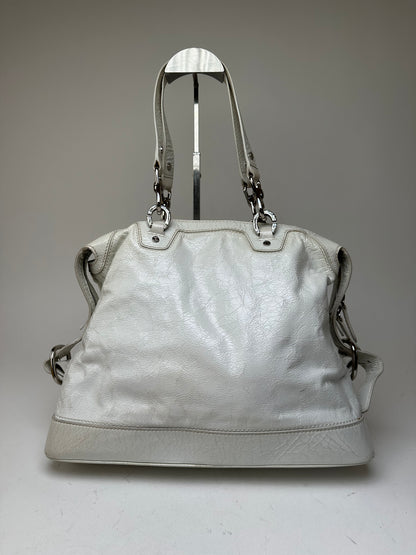 Vintage Celine Leather Shoulder Bag White