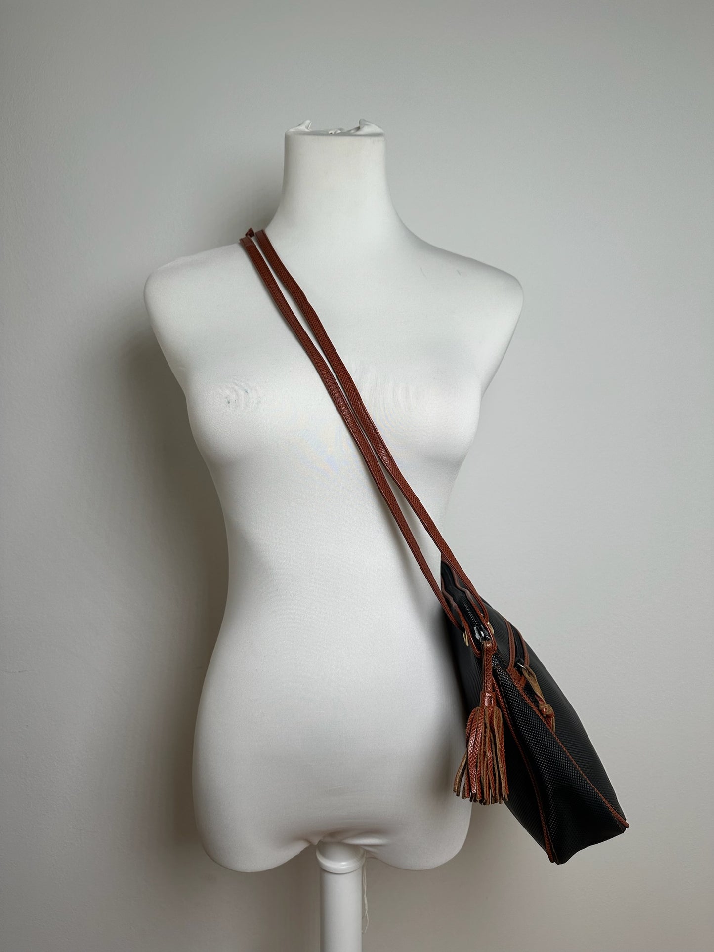 Sac vintage en cuir Bottega Veneta marron noir