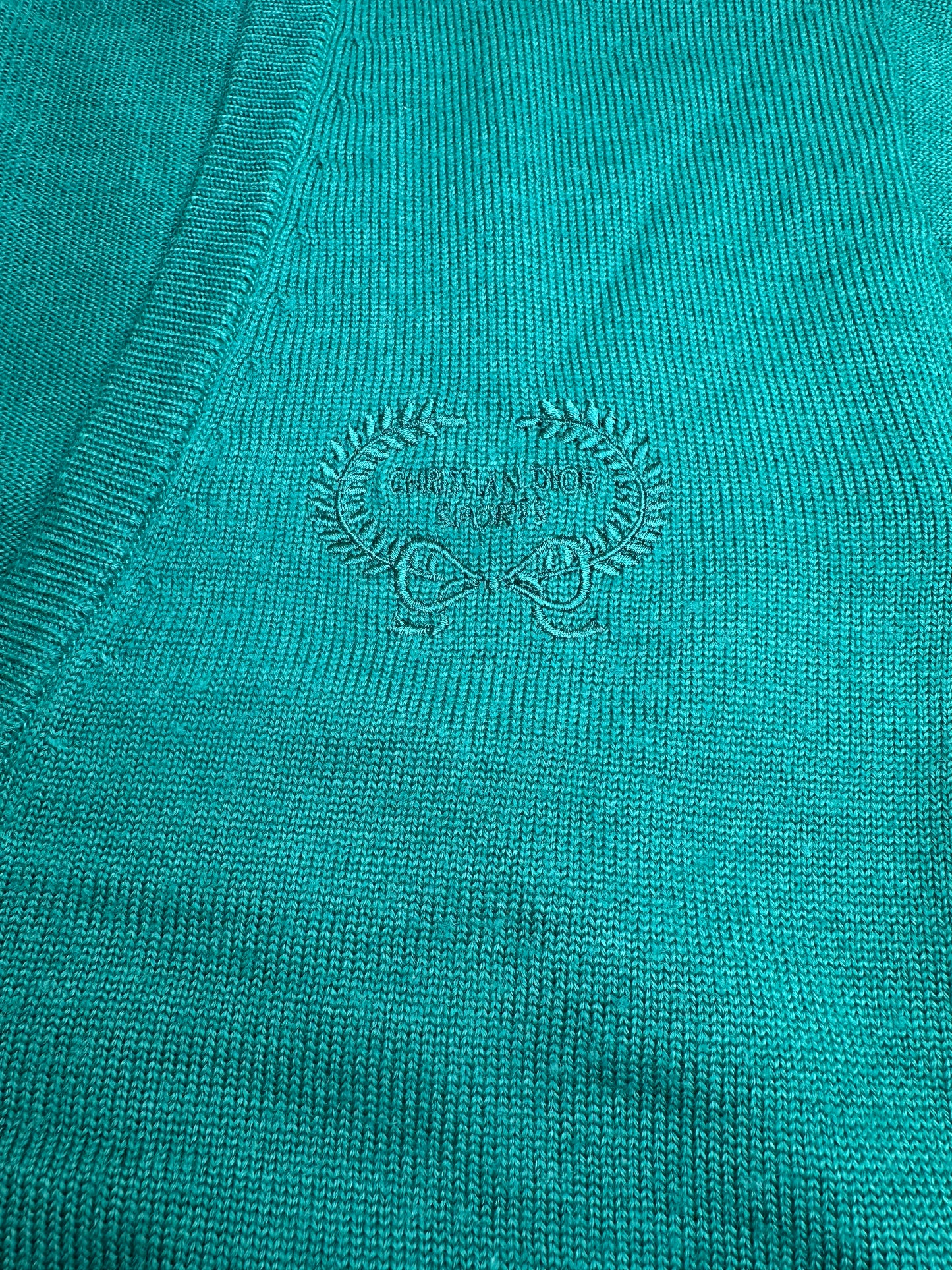 Vintage Dior Wool Blend Cardigan Teal L
