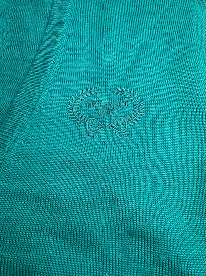 Vintage Dior Wool Blend Cardigan Teal L