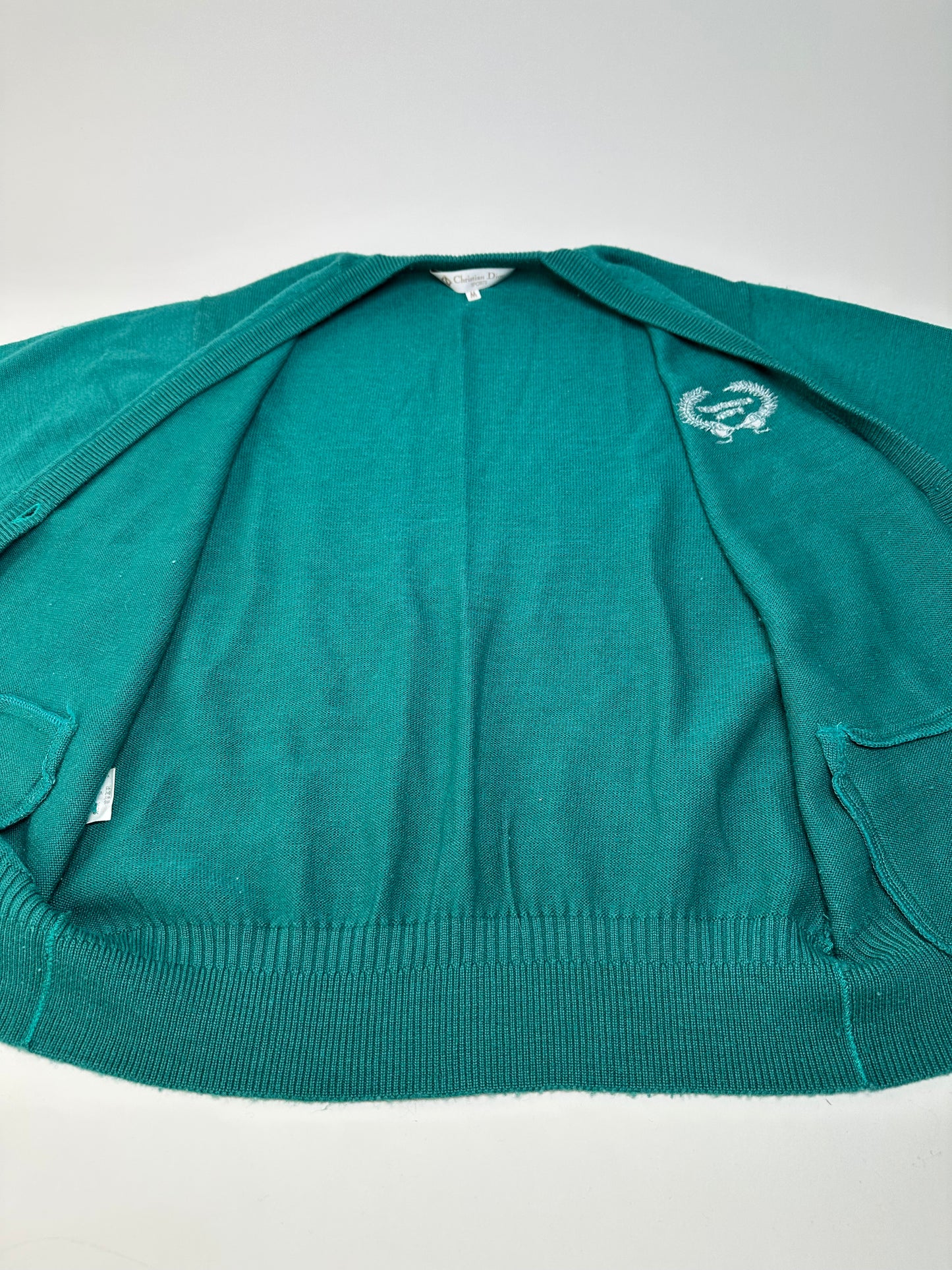 Vintage Dior Wool Blend Cardigan Teal L