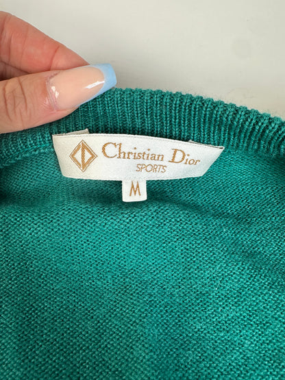 Vintage Dior Wool Blend Cardigan Teal L