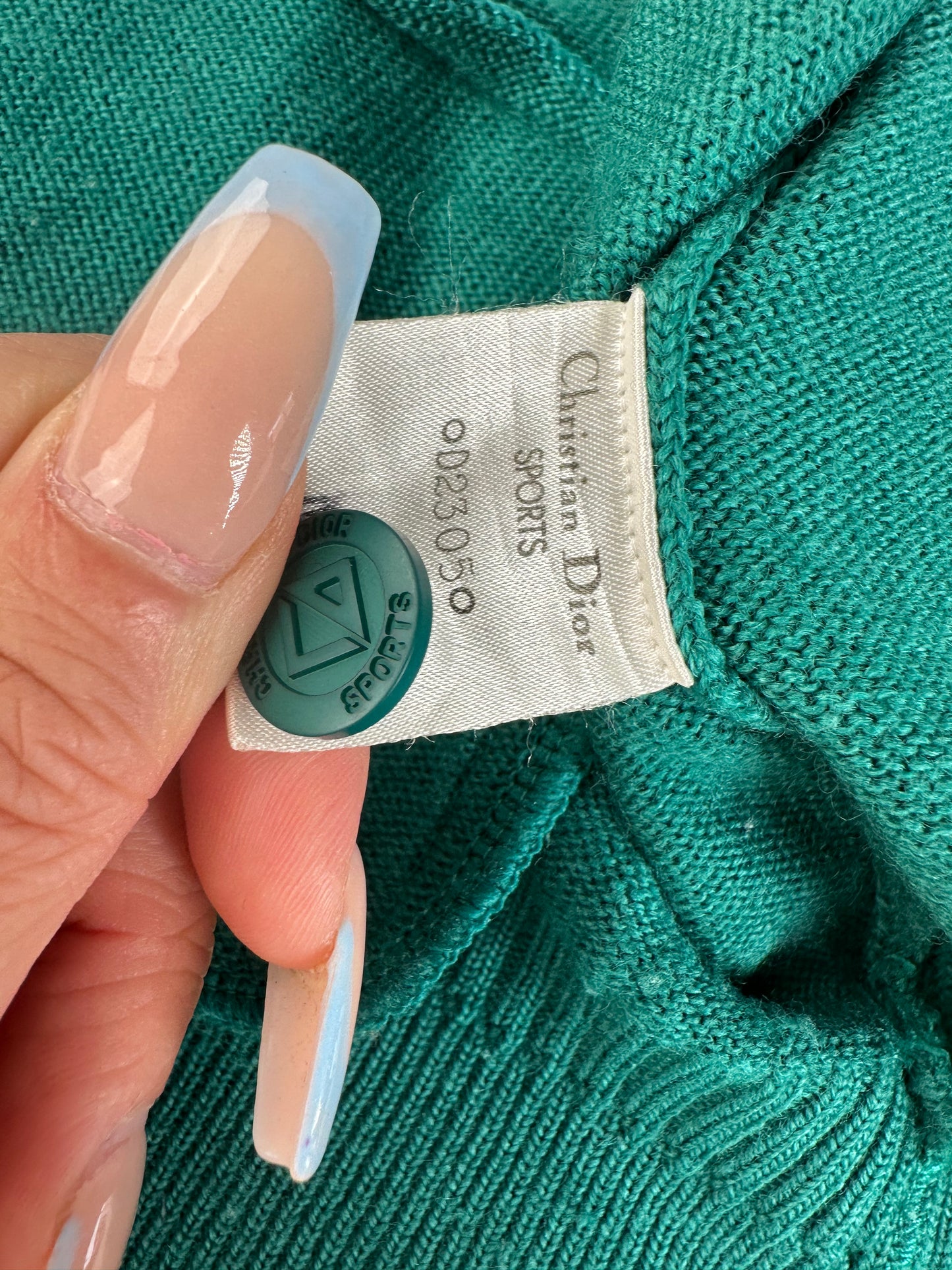 Vintage Dior Wool Blend Cardigan Teal L