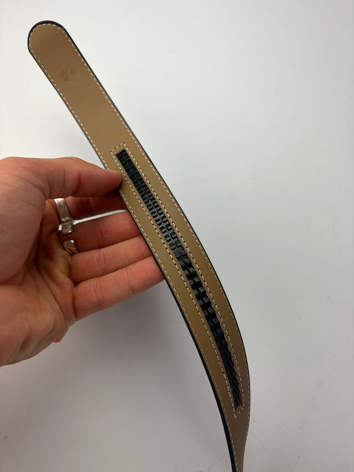 Vintage Celine Triomphe Grained Leather Belt Late 1980s Black Gold (Copy)