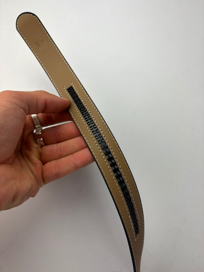 Vintage Celine Triomphe Grained Leather Belt Late 1980s Black Gold (Copy)