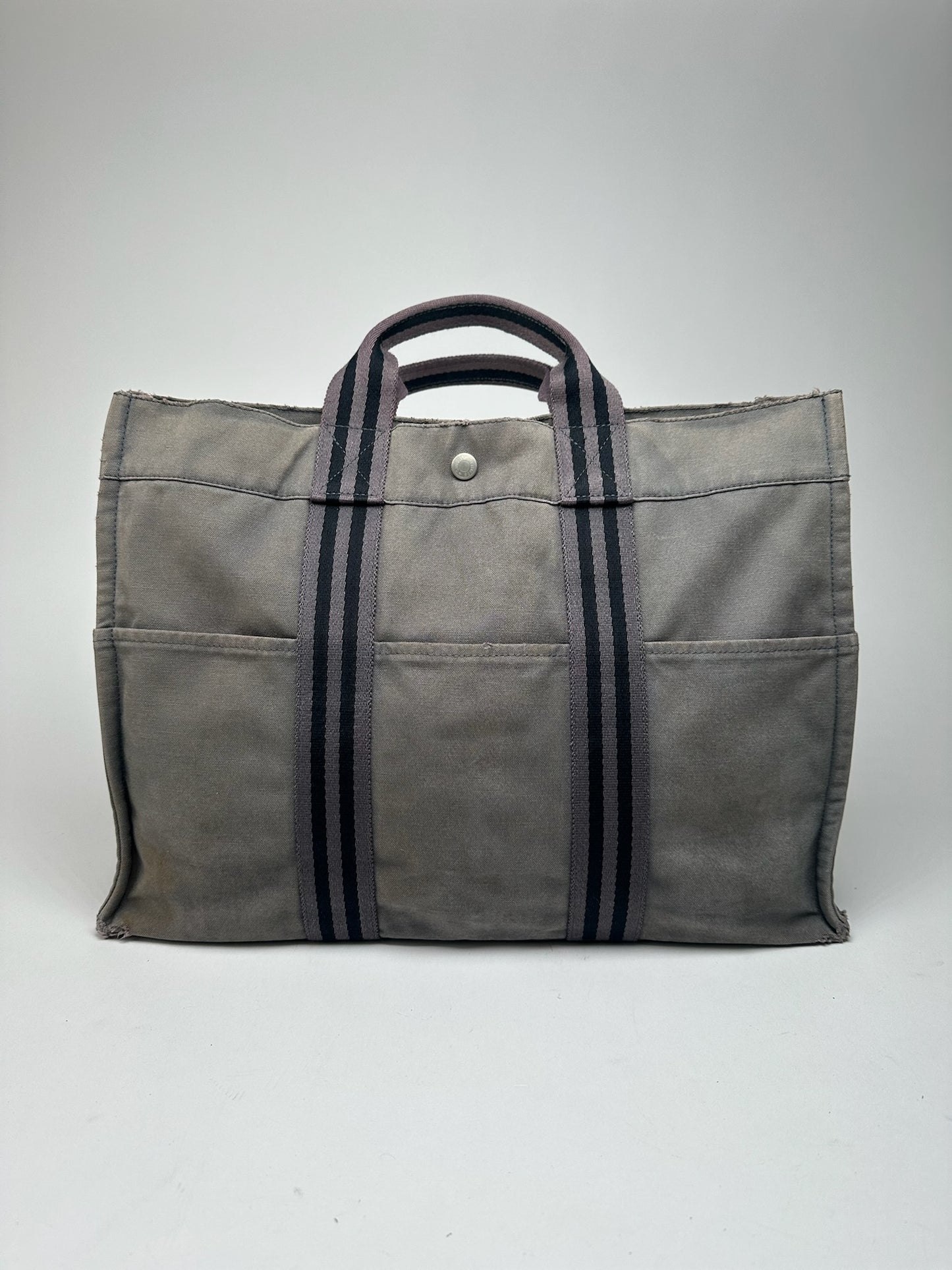 Vintage Hermes Canvas Shopper grey