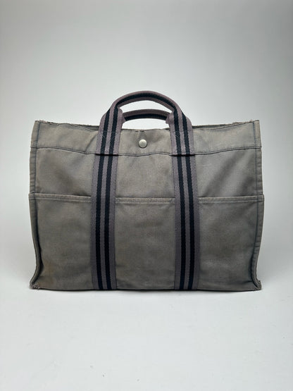 Vintage Hermes Canvas Shopper grey