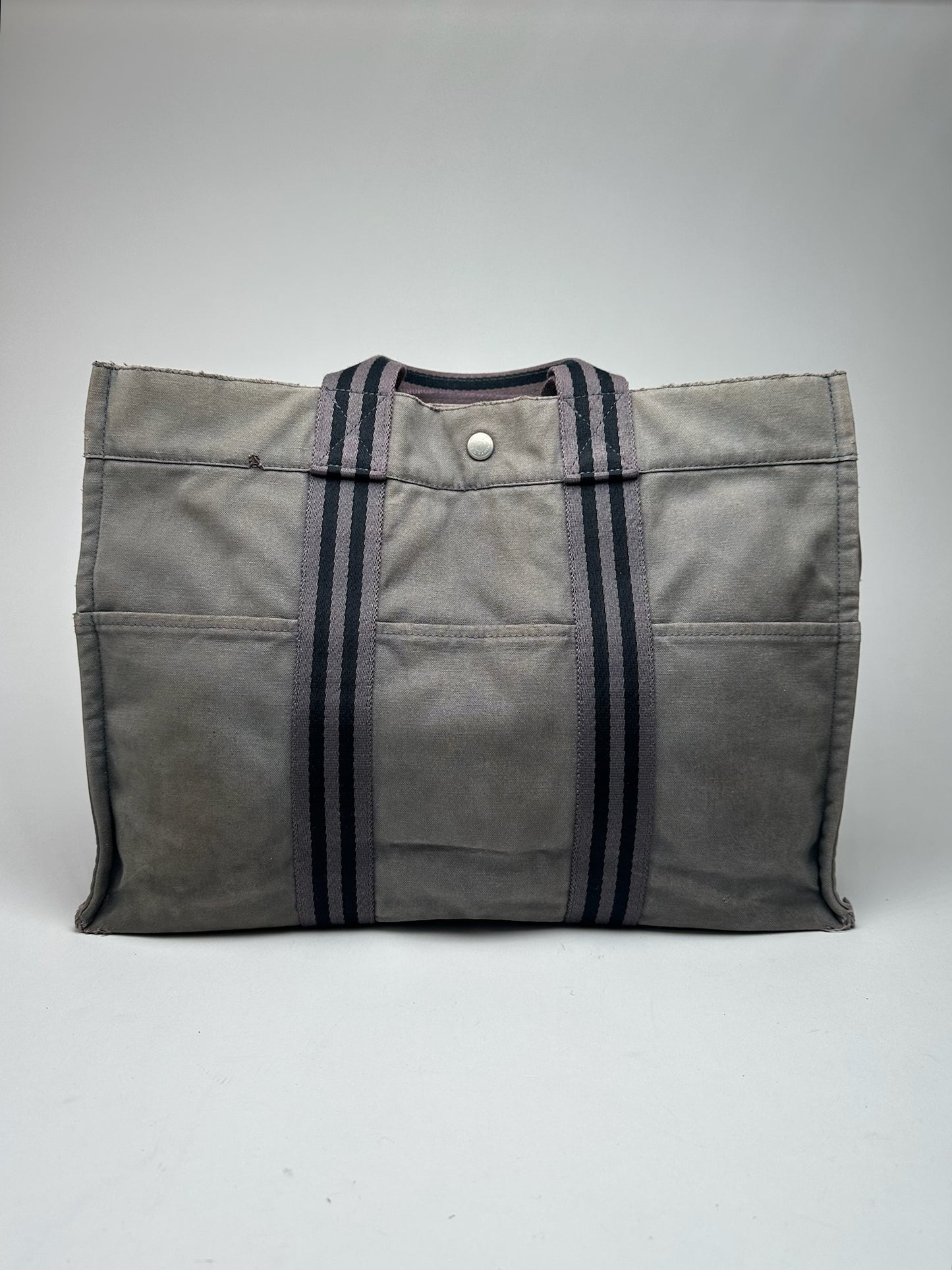 Vintage Hermes Canvas Shopper grey