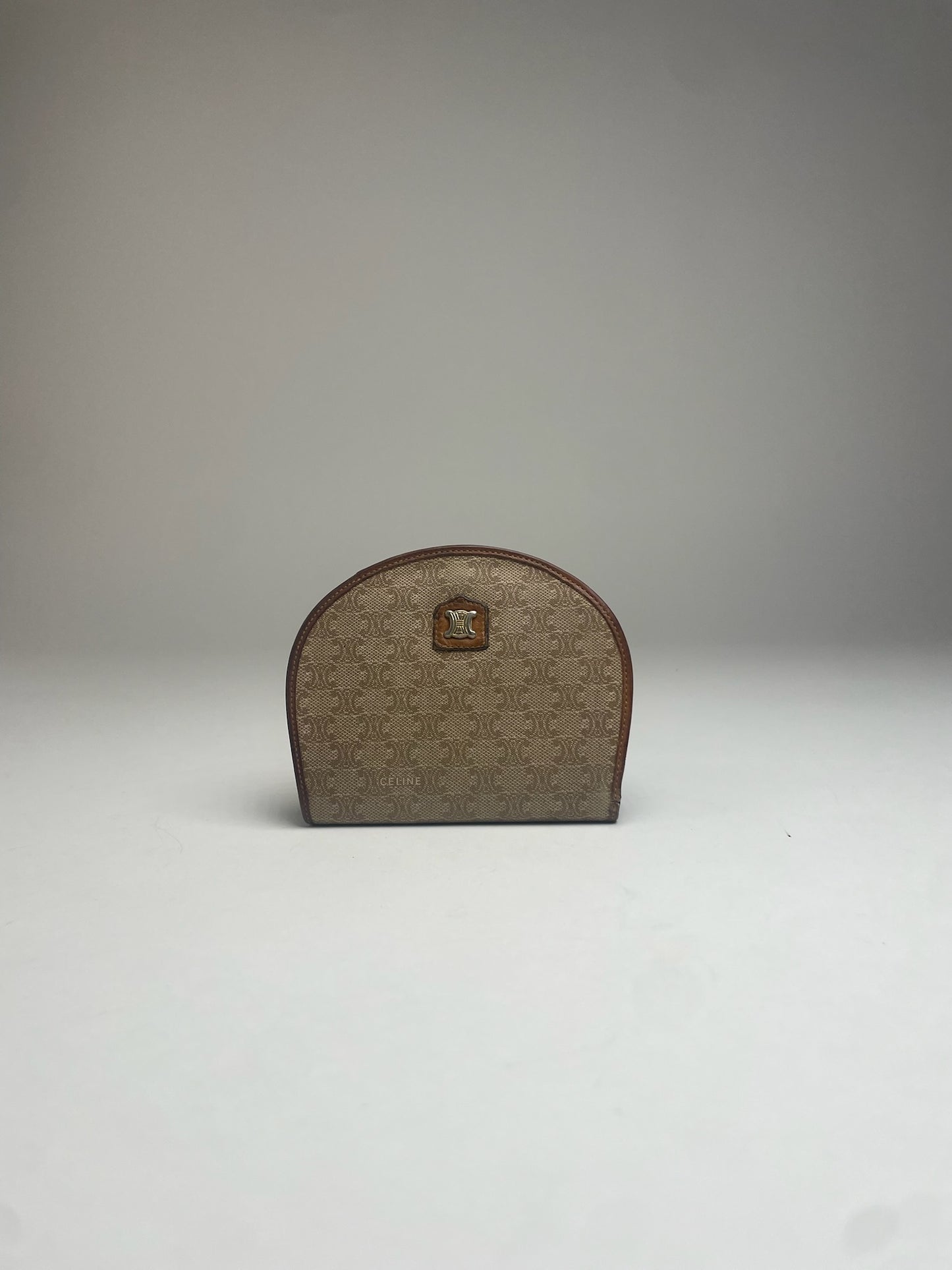 Vintage Celine Paris Leather Monogram Wallet Beige Brown