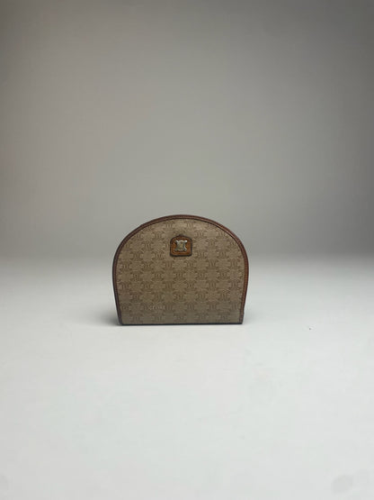 Vintage Celine Paris Leather Monogram Wallet Beige Brown