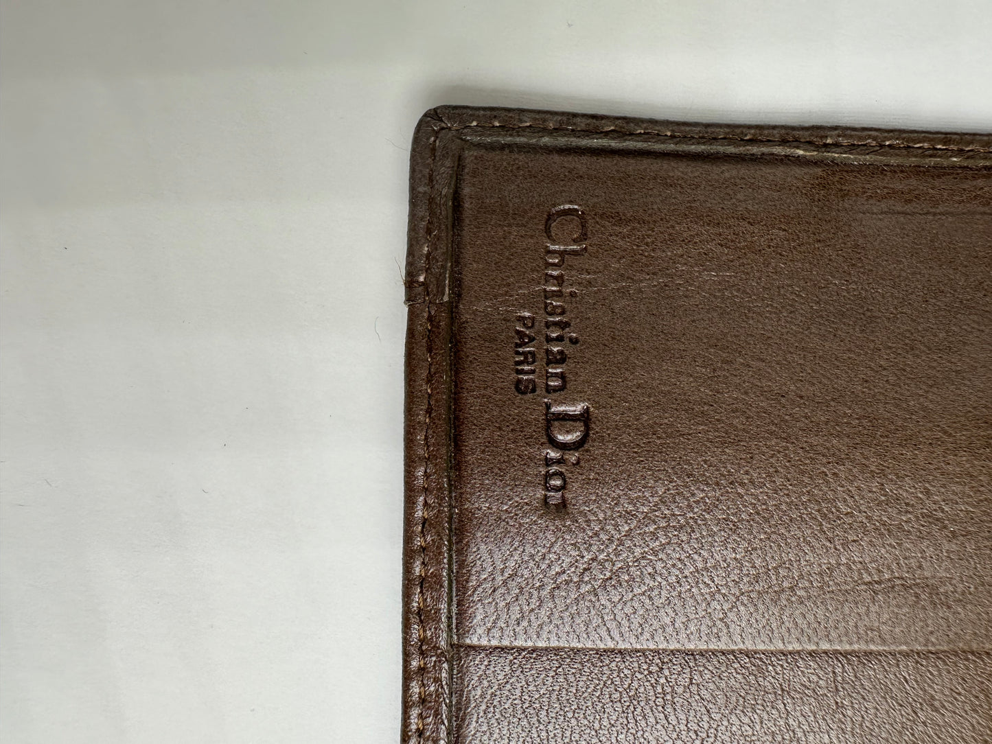 Vintage Dior Smooth Leather Wallet Dark Brown Gold