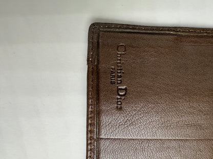 Vintage Dior Smooth Leather Wallet Dark Brown Gold