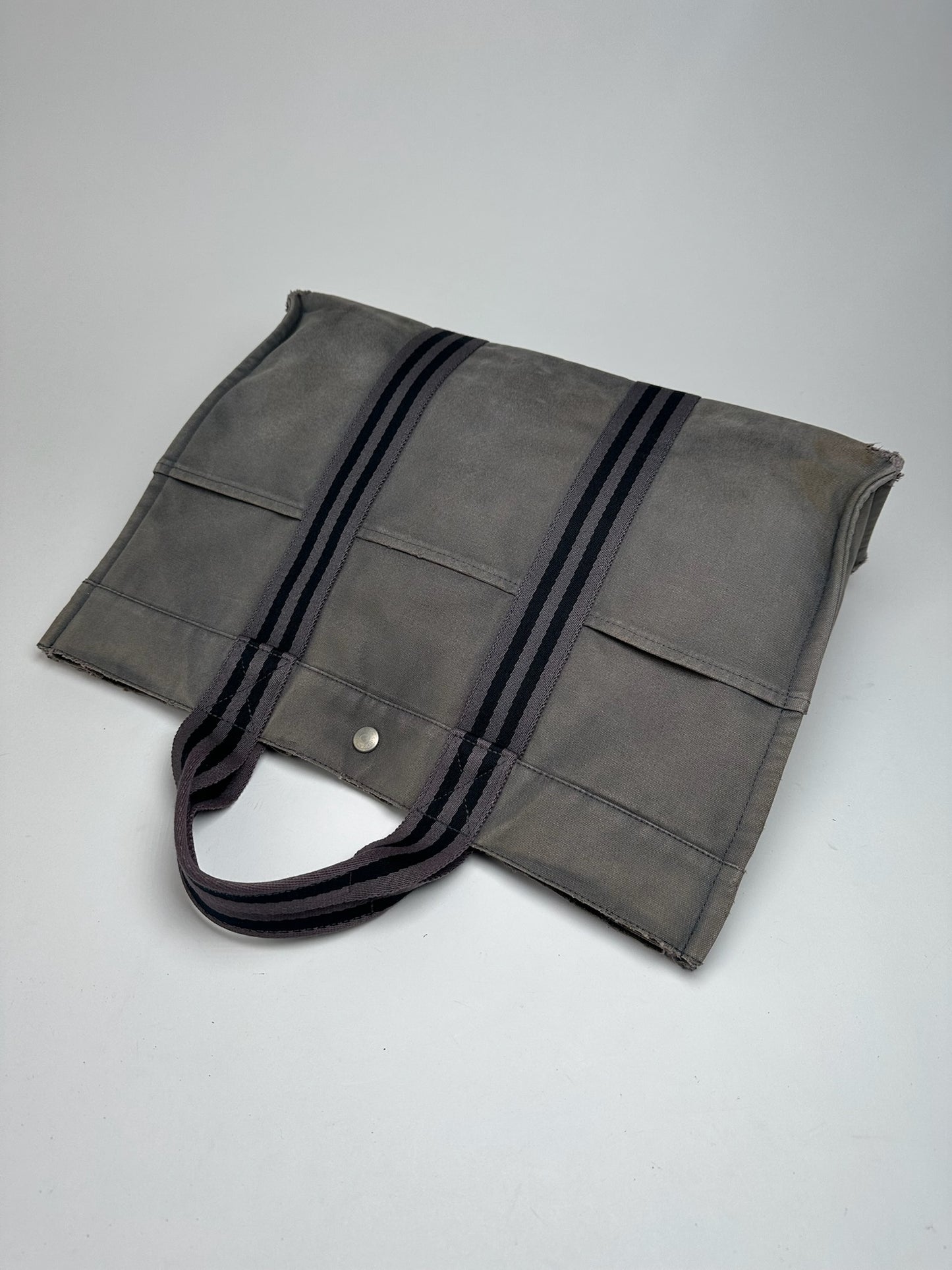 Vintage Hermes Canvas Shopper grey