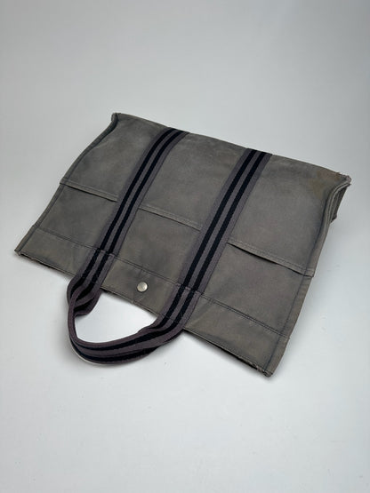 Vintage Hermes Canvas Shopper grey