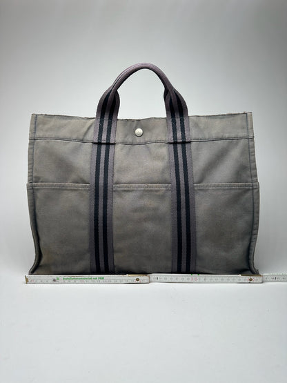 Vintage Hermes Canvas Shopper grey