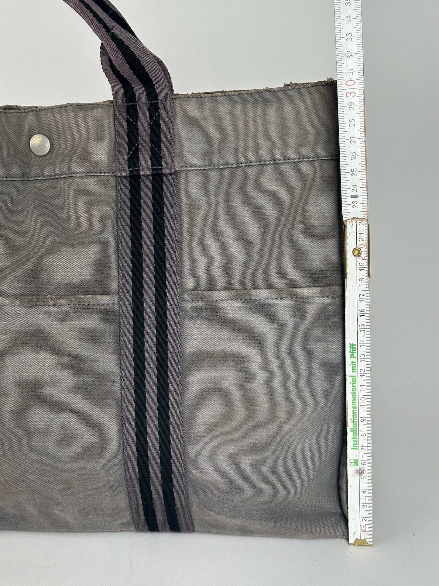 Vintage Hermes Canvas Shopper grey