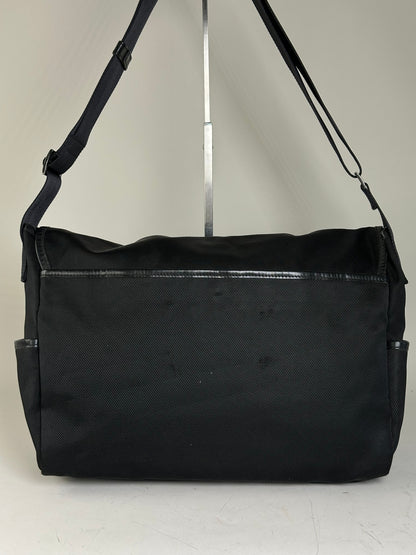 Vintage Burberry Nylon Shoulder Bag Black Silver