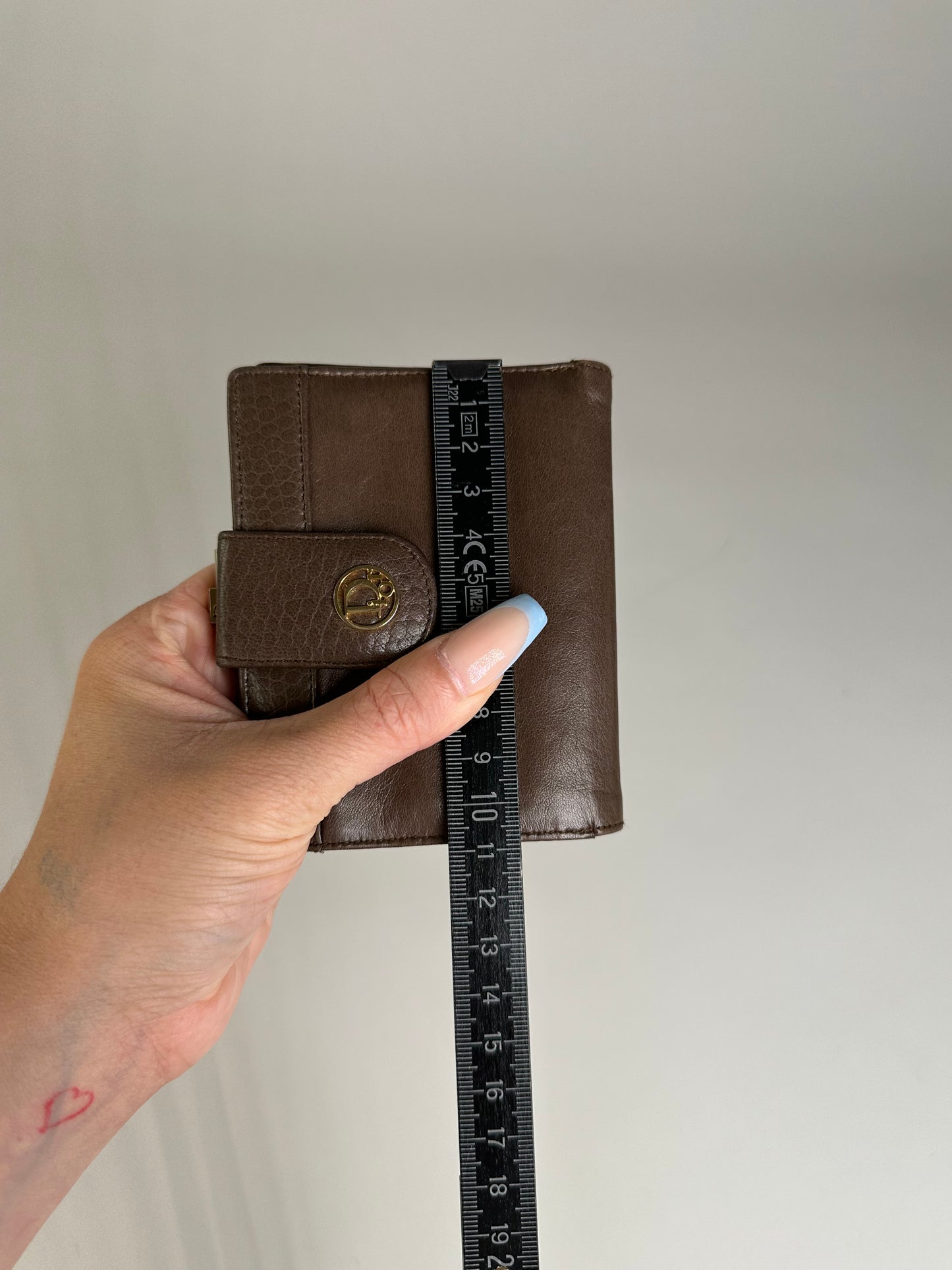 Vintage Dior Smooth Leather Wallet Dark Brown Gold