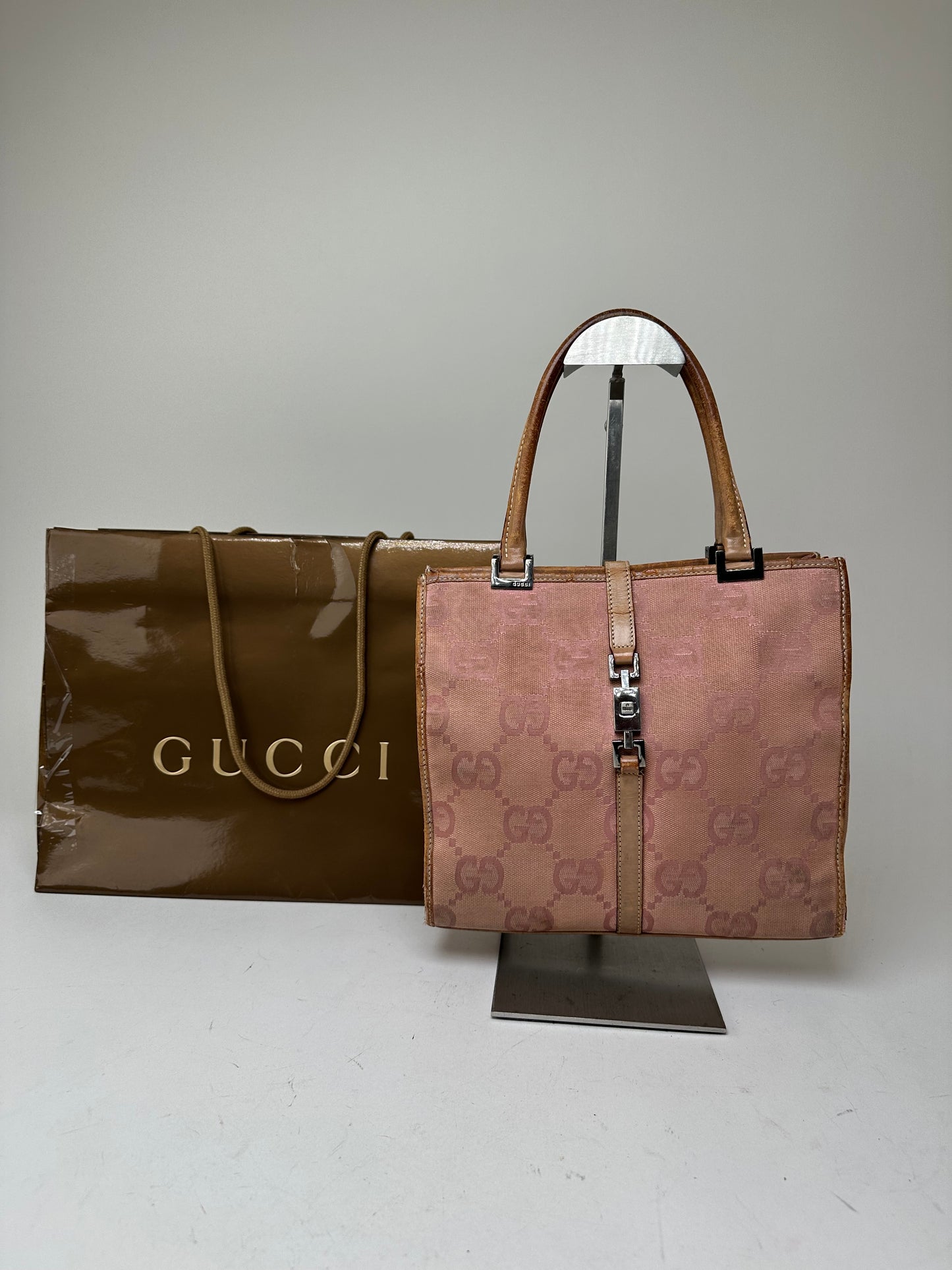 Vintage Gucci GG Canvas Handbag Pink