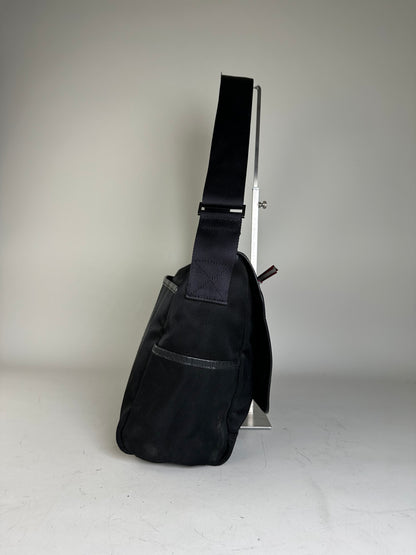 Vintage Burberry Nylon Shoulder Bag Black Silver