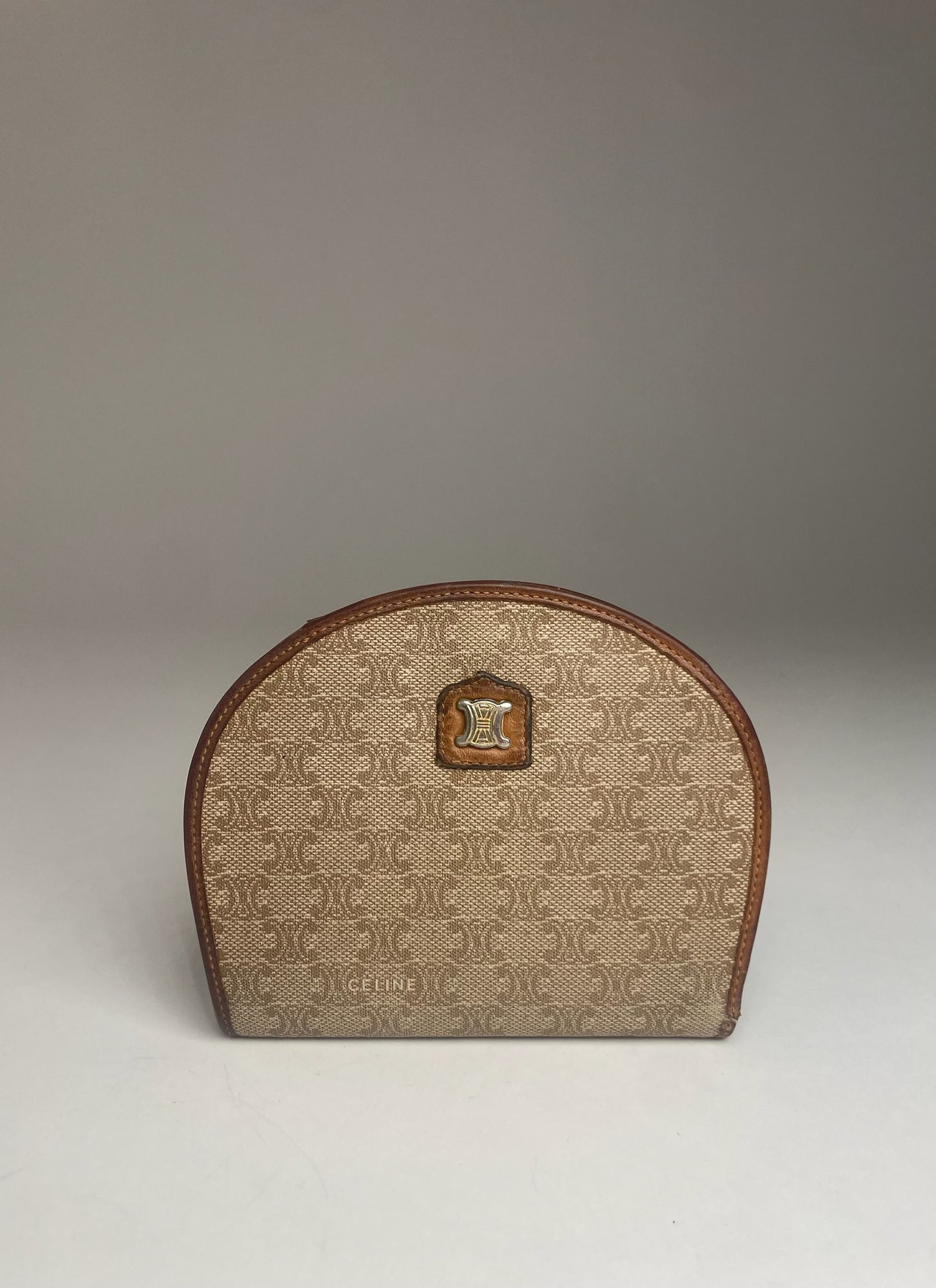 Vintage Celine Paris Leather Monogram Wallet Beige Brown