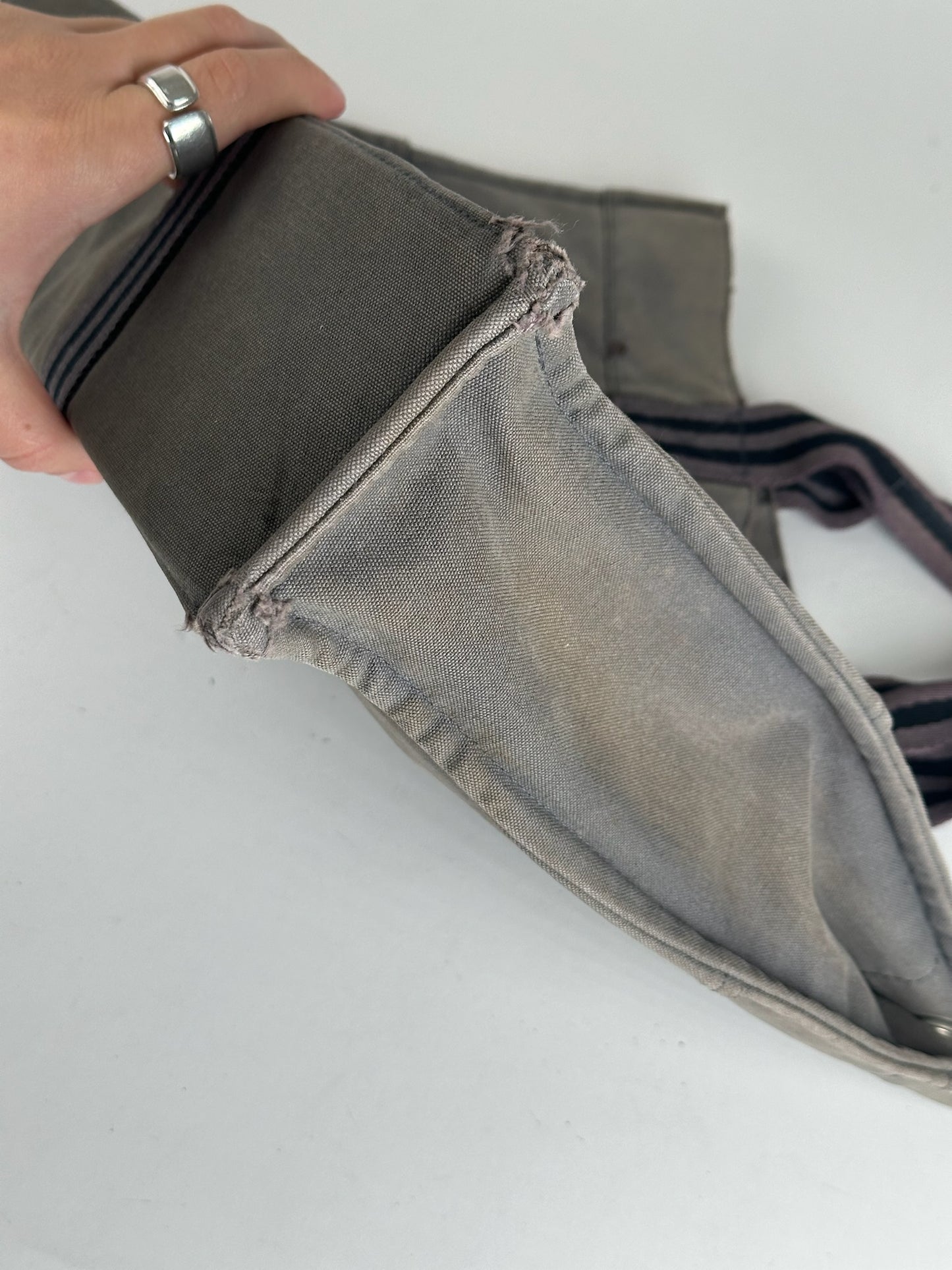 Vintage Hermes Canvas Shopper grey