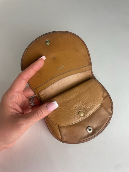 Vintage Celine Paris Leather Monogram Wallet Beige Brown