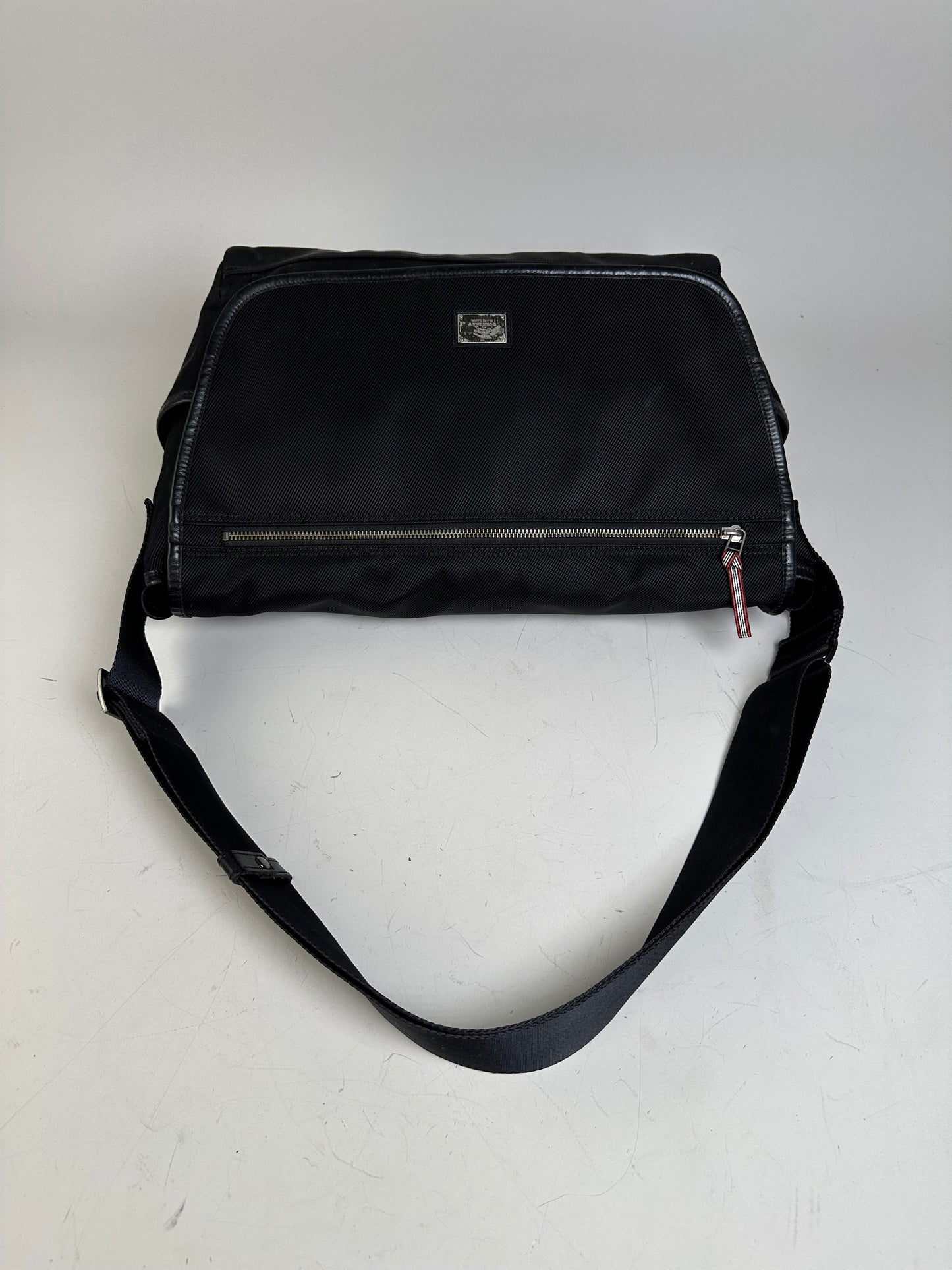 Vintage Burberry Nylon Shoulder Bag Black Silver