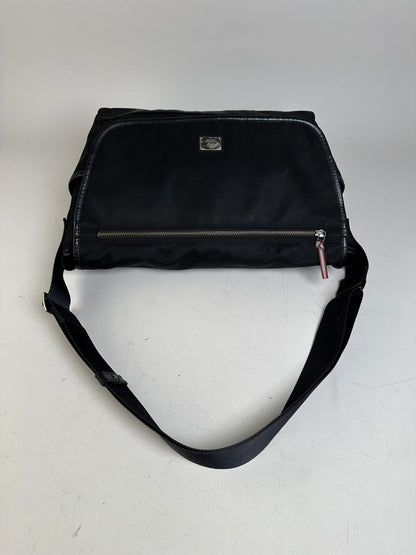 Vintage Burberry Nylon Shoulder Bag Black Silver