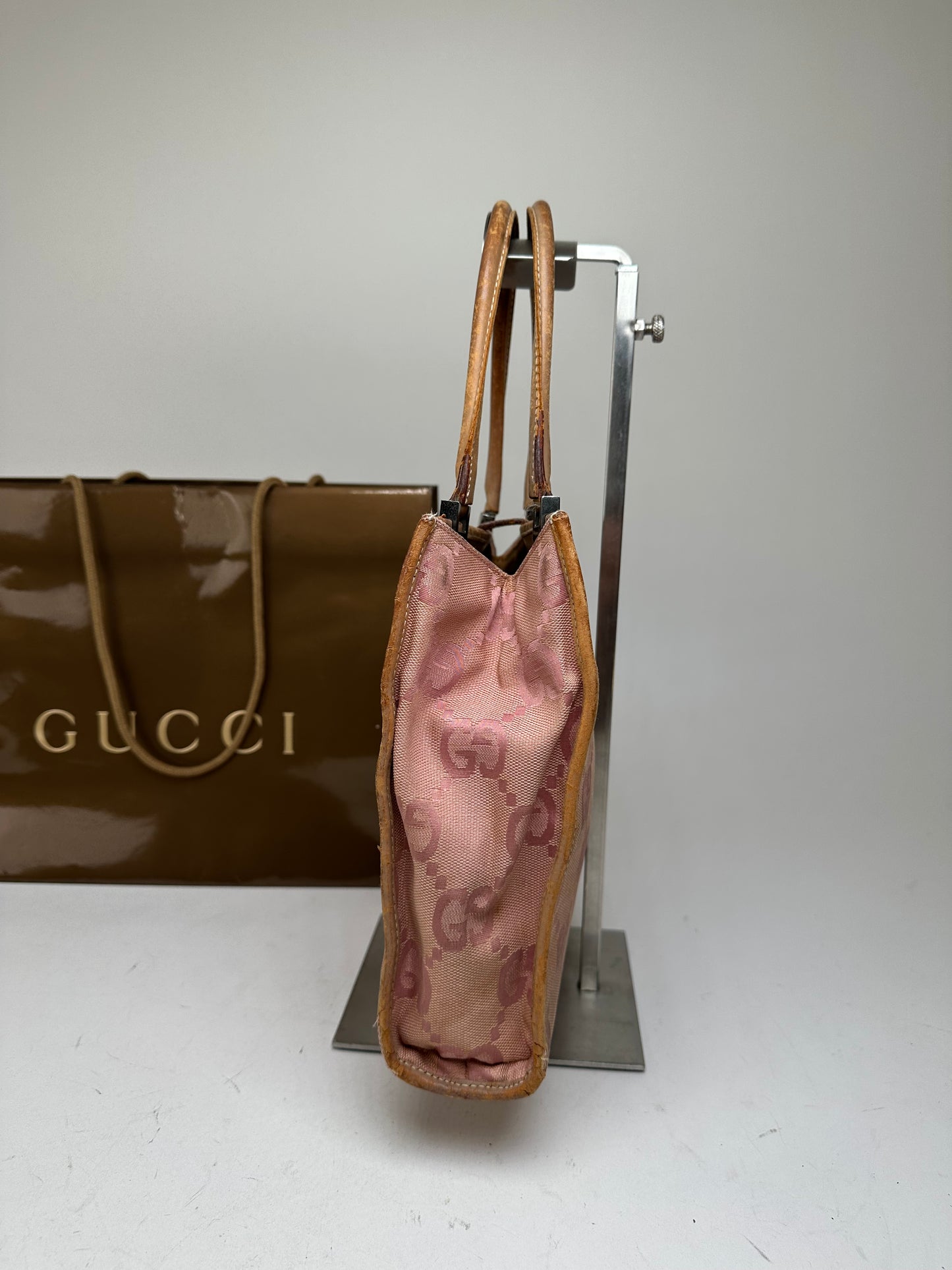 Vintage Gucci GG Canvas Handbag Pink