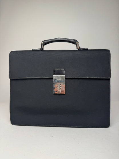 Vintage Gucci Polyester Leather Briefcase Black