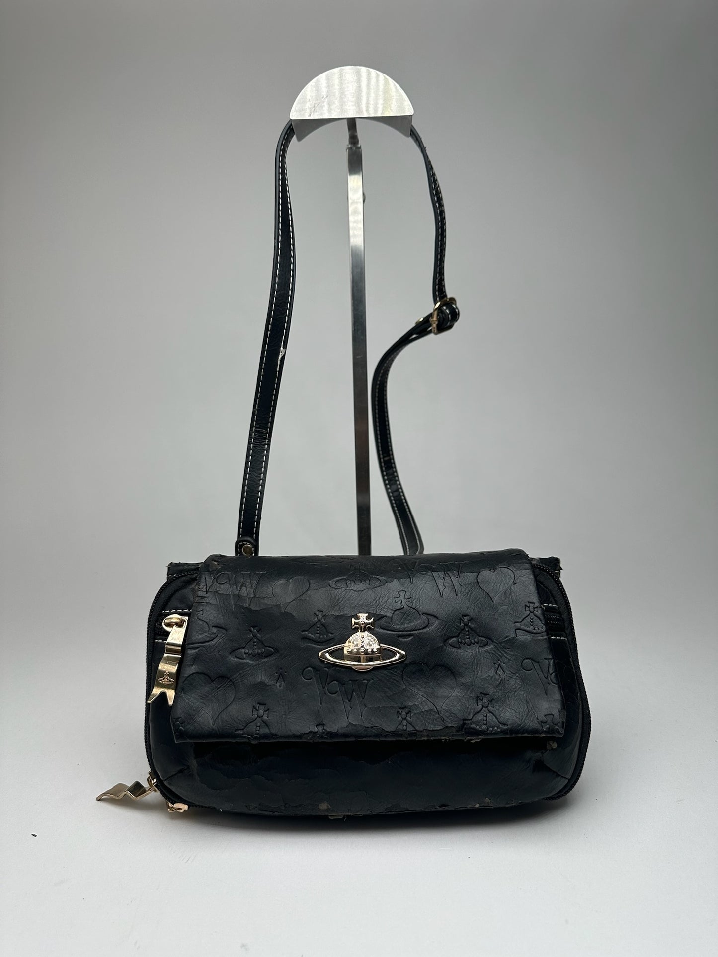 Sac vintage en cuir noir Vivienne Westwood
