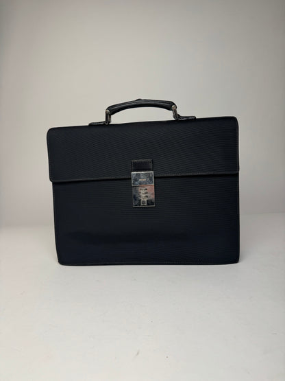 Vintage Gucci Polyester Leather Briefcase Black