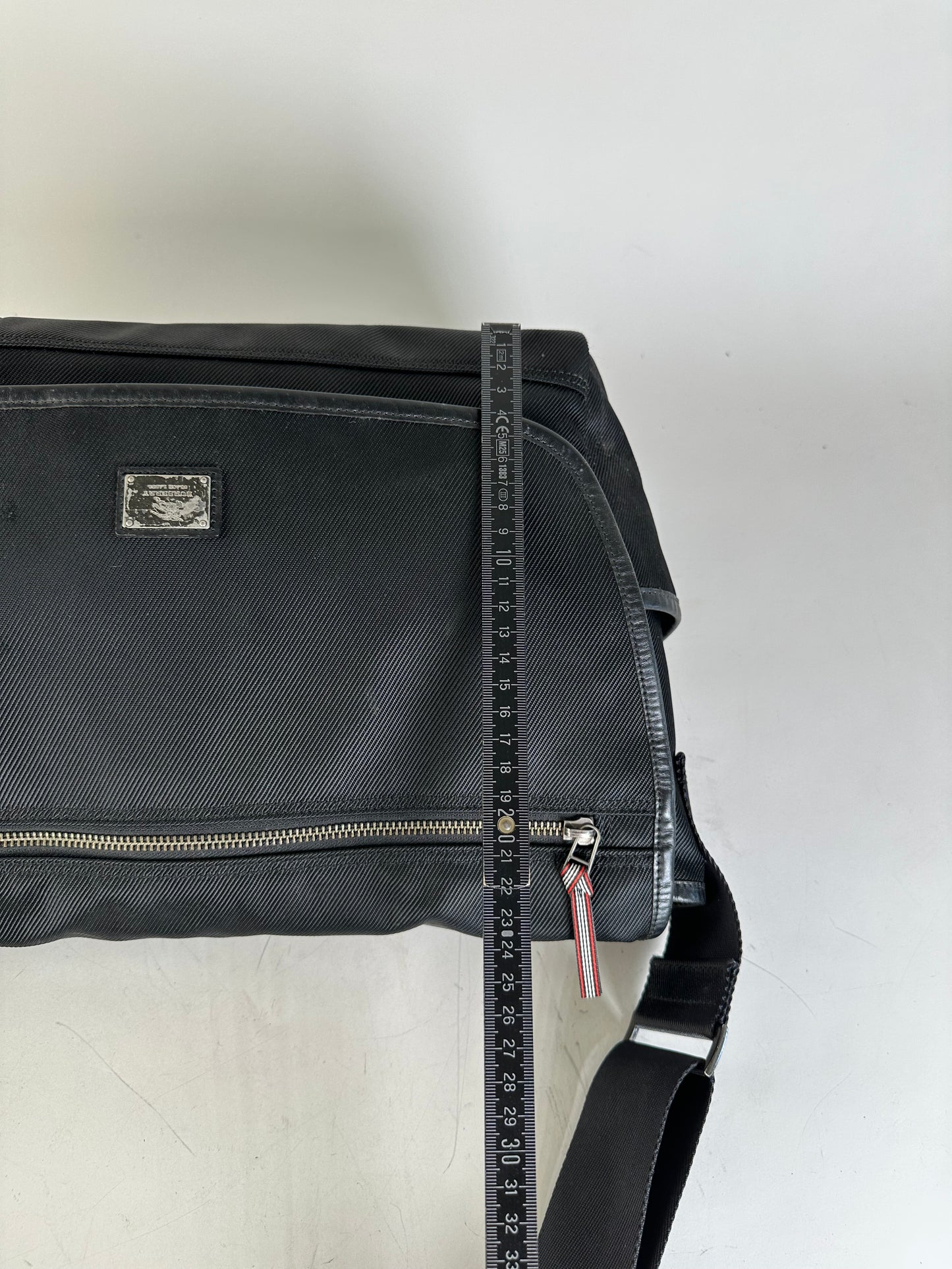 Vintage Burberry Nylon Shoulder Bag Black Silver