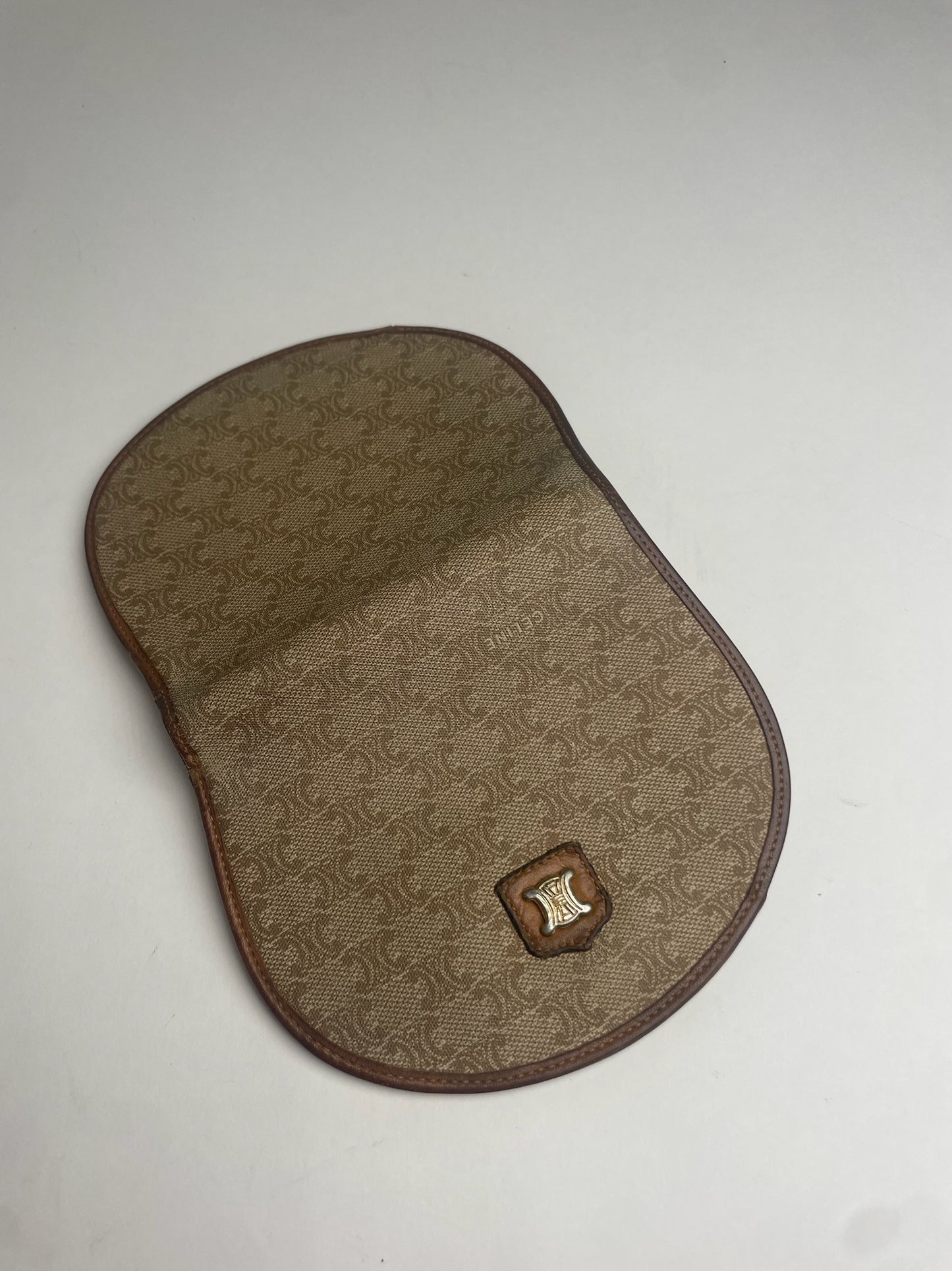 Vintage Celine Paris Leather Monogram Wallet Beige Brown