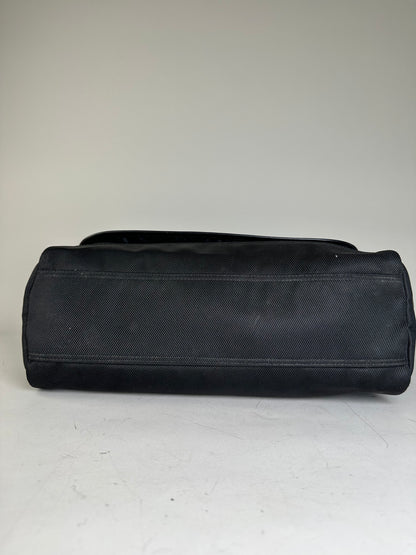 Vintage Burberry Nylon Shoulder Bag Black Silver