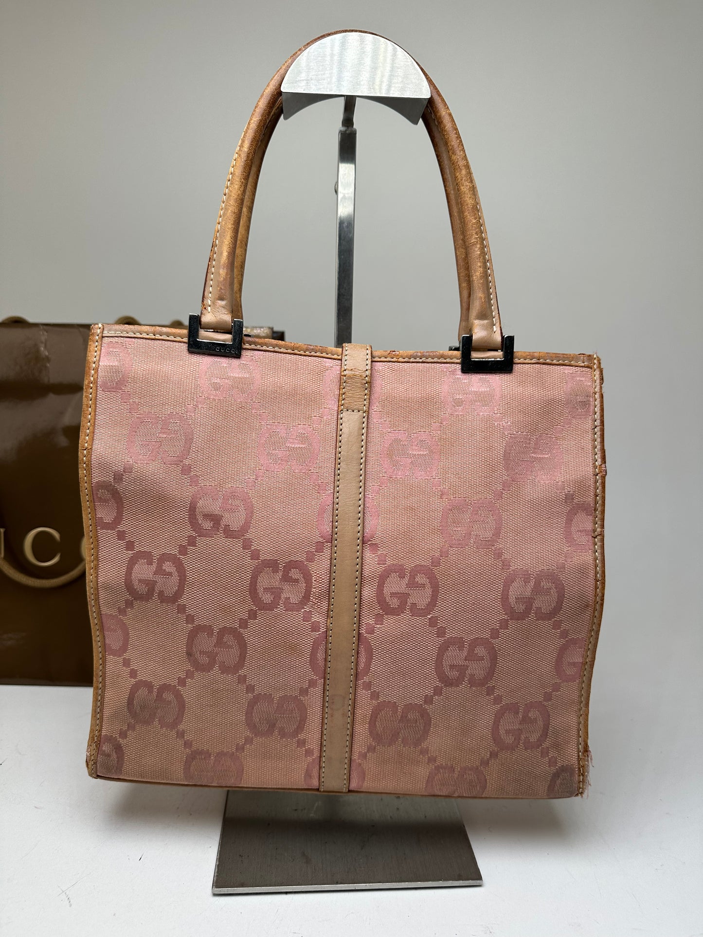 Vintage Gucci GG Canvas Handbag Pink