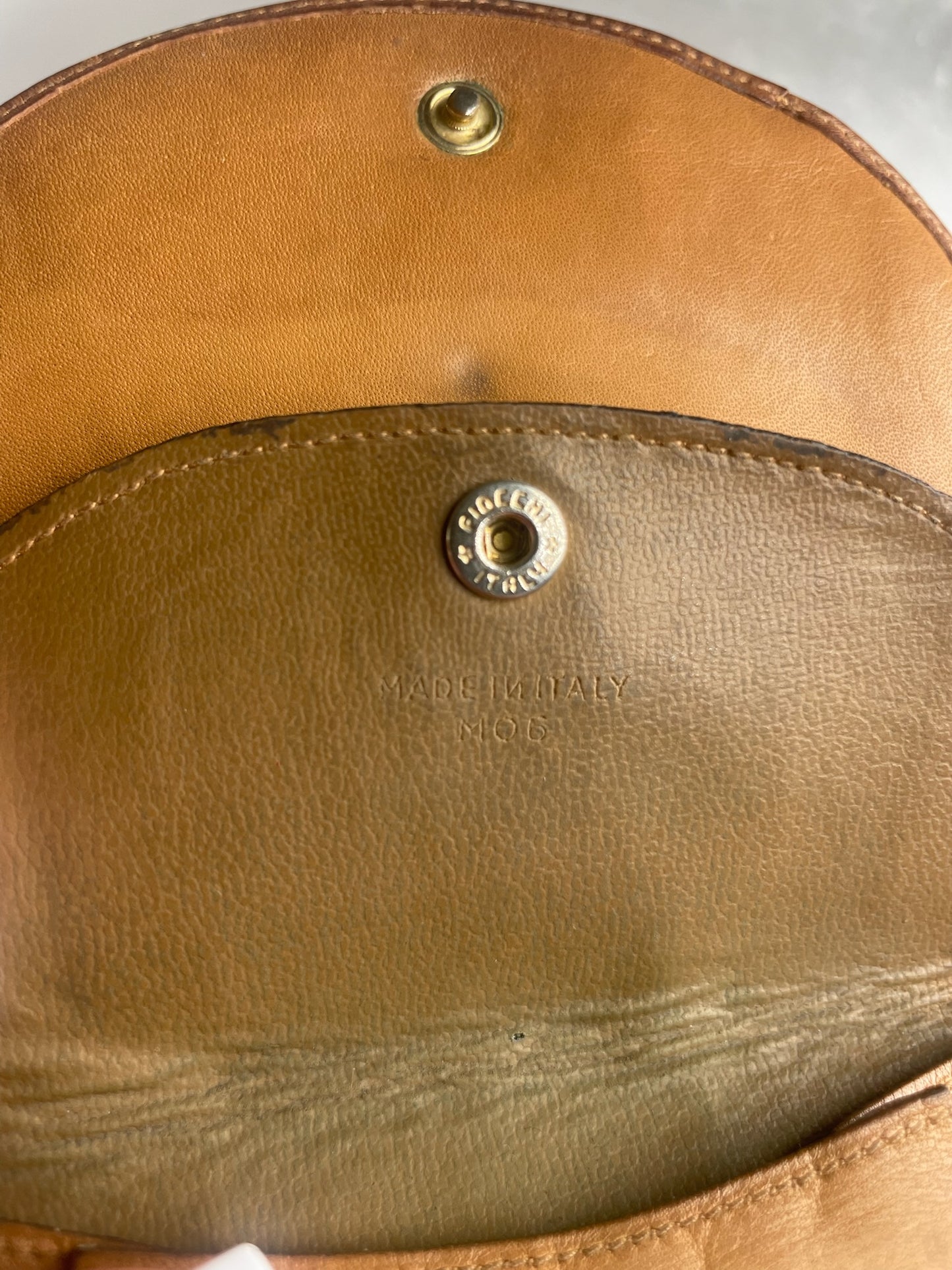 Vintage Celine Paris Leather Monogram Wallet Beige Brown