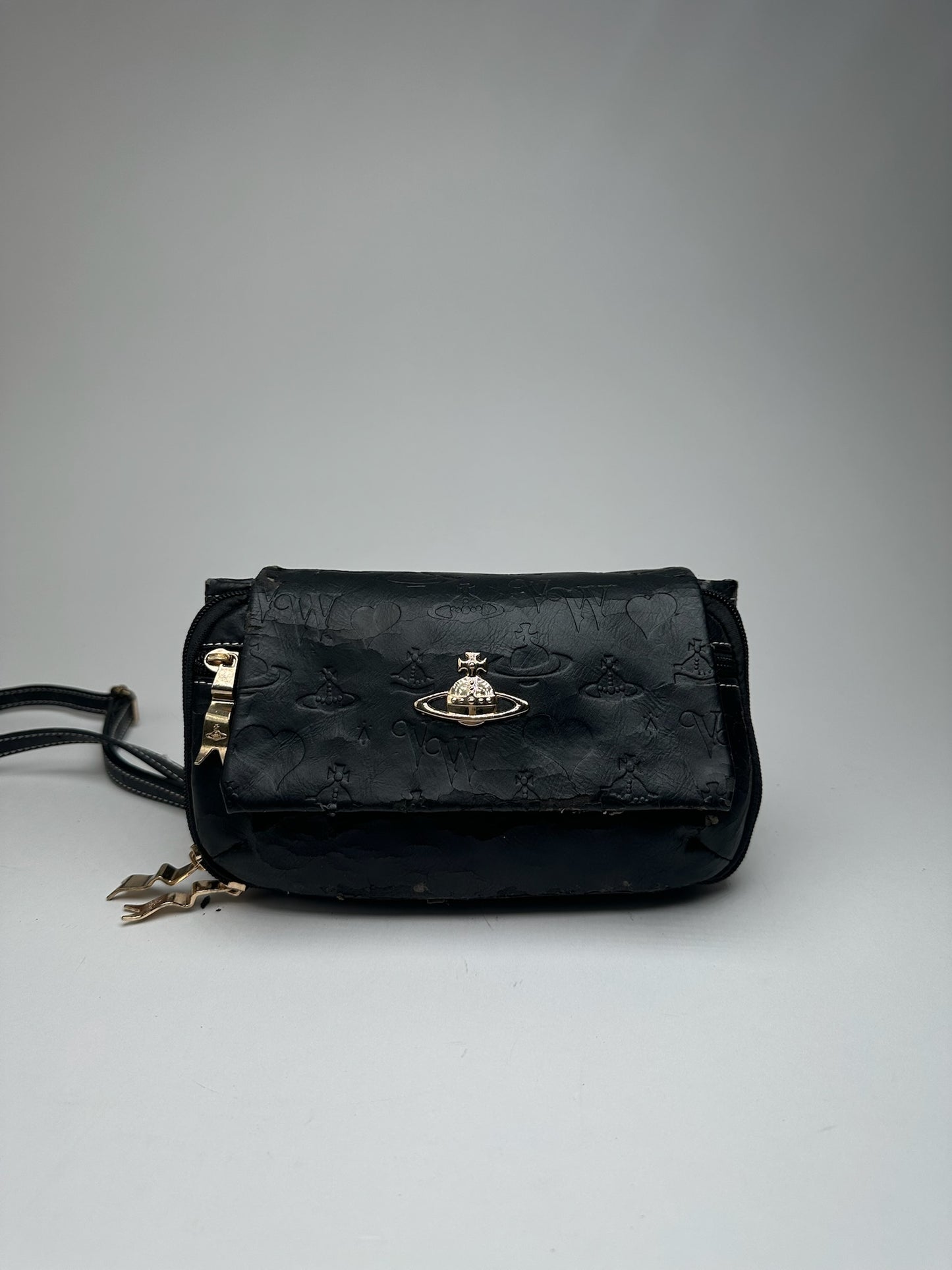 Sac vintage en cuir noir Vivienne Westwood