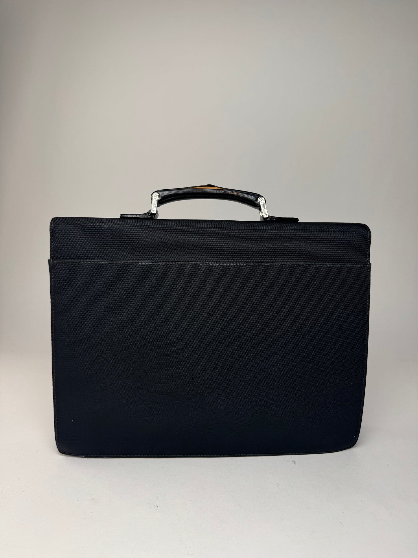 Vintage Gucci Polyester Leather Briefcase Black